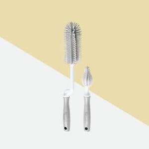 ผลิตภัณฑ์แปรงซิลิโคนล้างขวดนมและจุกนม เซต 2 ชนิด สี เทา