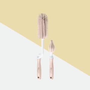 ผลิตภัณฑ์แปรงซิลิโคนล้างขวดนมและจุกนม เซต 2 ชนิด สี เบจ