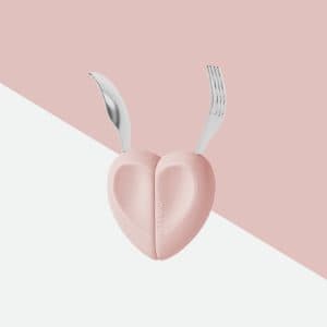 SET ช้อนส้อมหัวใจ สำหรับทานอาหาร สี Cotton Candy