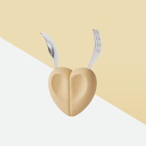 SET ช้อนส้อมหัวใจ สำหรับทานอาหาร สี Mustard